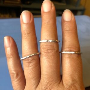 3 Sterling Silver Square Rings NWOT